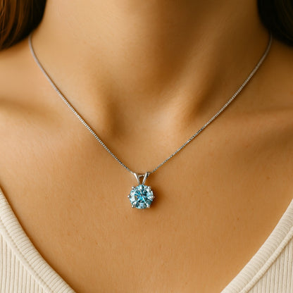 Collier Femme Argent 925 – Pendentif Diamant 1ct