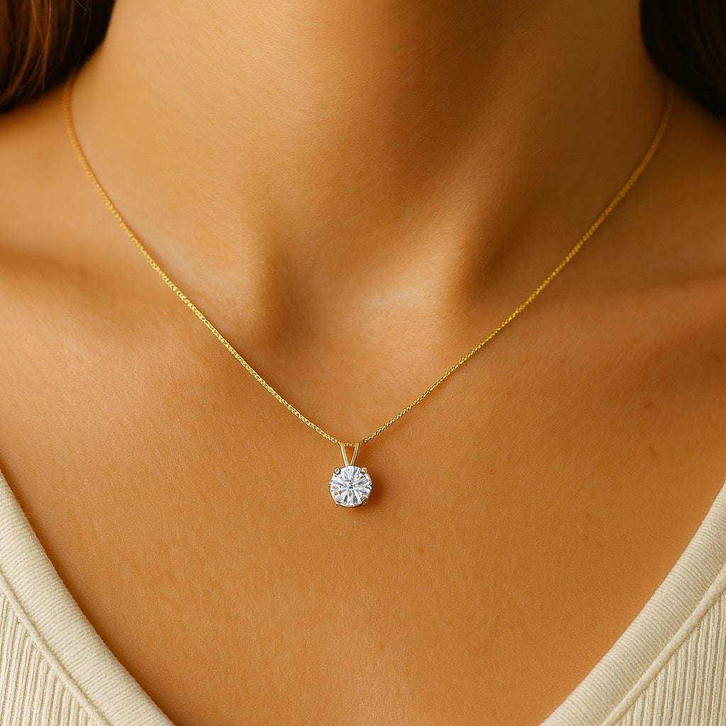 Collier Femme Argent 925 – Pendentif Diamant 1ct