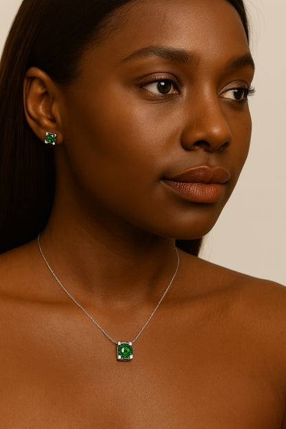 Bague Ensemble Bijoux Femme Diamant 1 ct– Argent 925 en or blanc 18 k, Collier & Boucles d’Oreilles Mariage ou Soirée