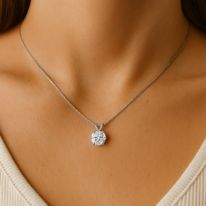 Collier Femme Argent 925 – Pendentif Diamant 1ct