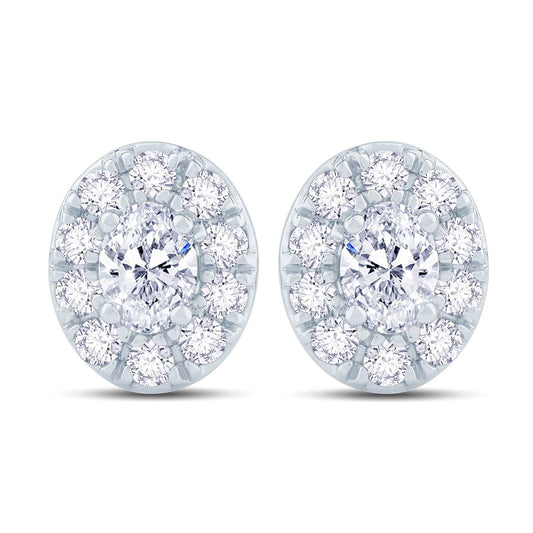 Oval Halo Stud Earrings