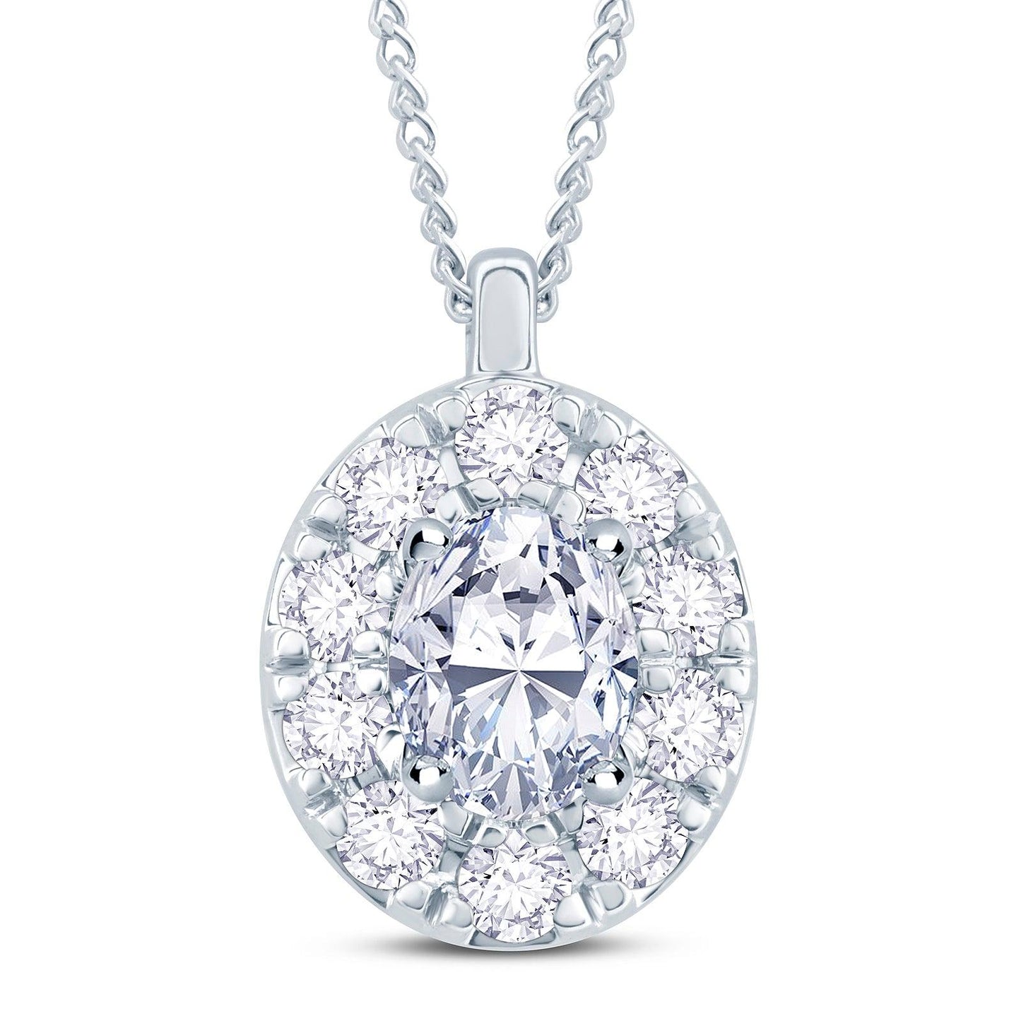 Oval Halo Diamond Pendant
