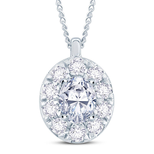 Oval Halo Diamond Pendant