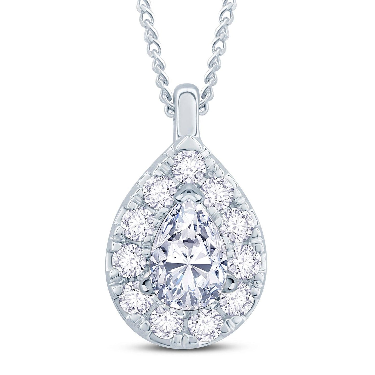 Pear Halo Diamond Pendant