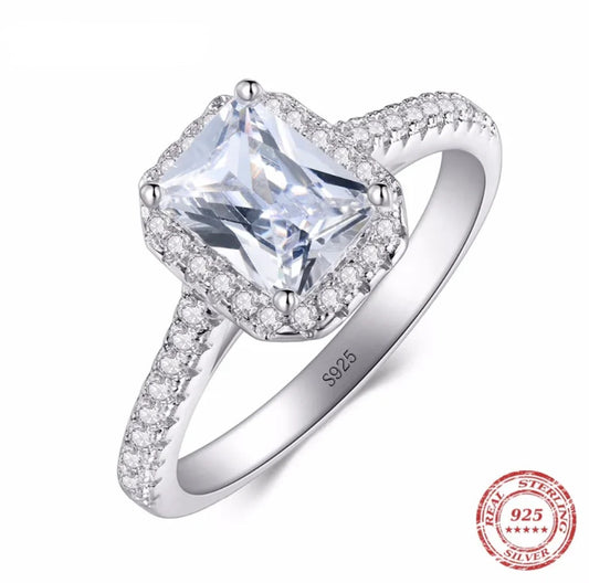 Bague Femme en Argent Massif 925 R&J | Diamant cubique 2 ct | Bijou Vintage Mariage & Fiançailles
