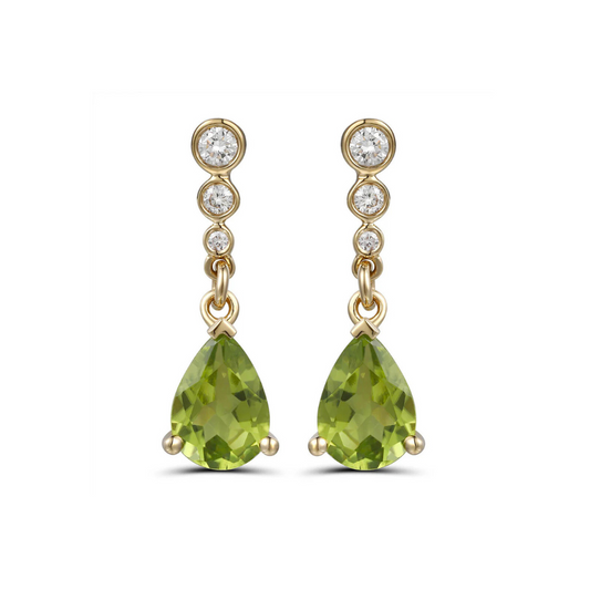 Peridot & Diamond Drop Earrings