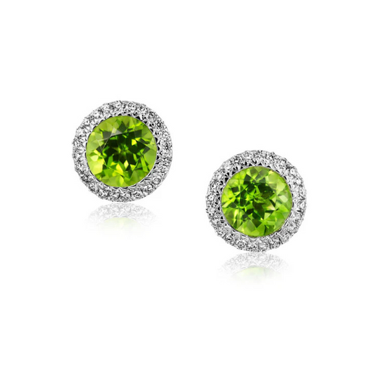 2.03ct Peridot & Diamond Stud Earrings
