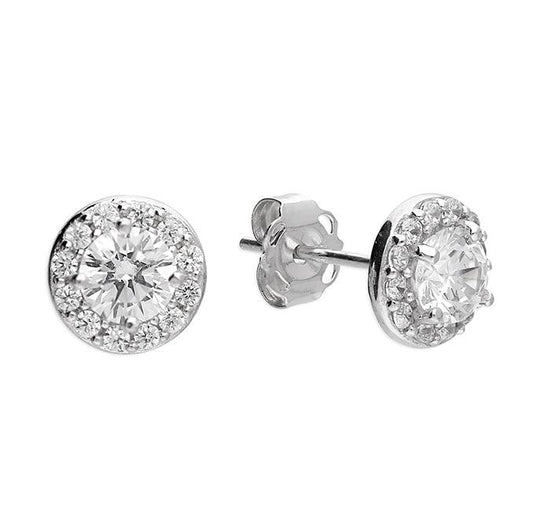9ct white gold CZ stud earrings