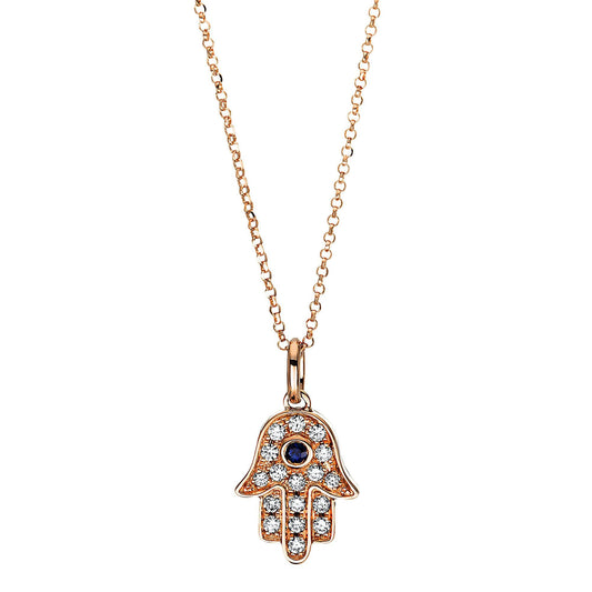 Rose Gold Diamond and Sapphire Pendant