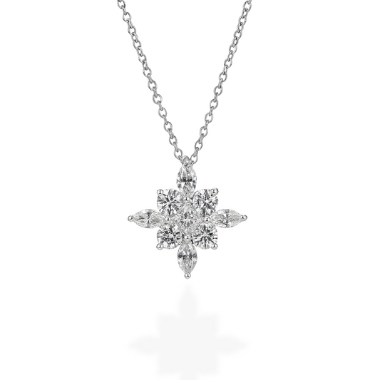 0.96ct 18ct White Gold Diamond Starburst Pendant