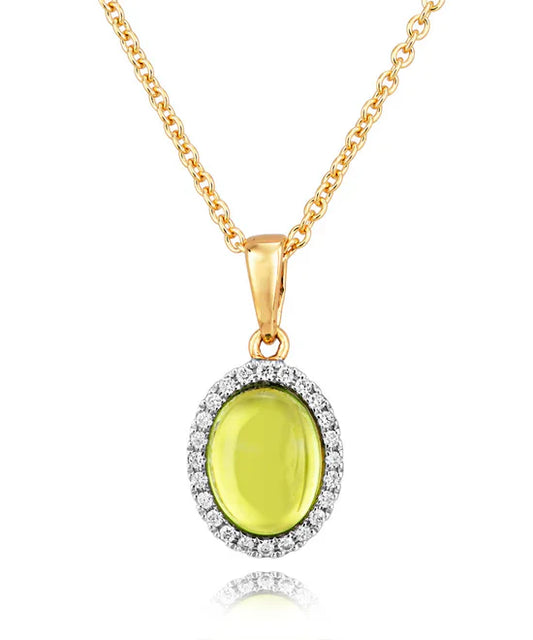 Cabochon Peridot & Diamond Pendant