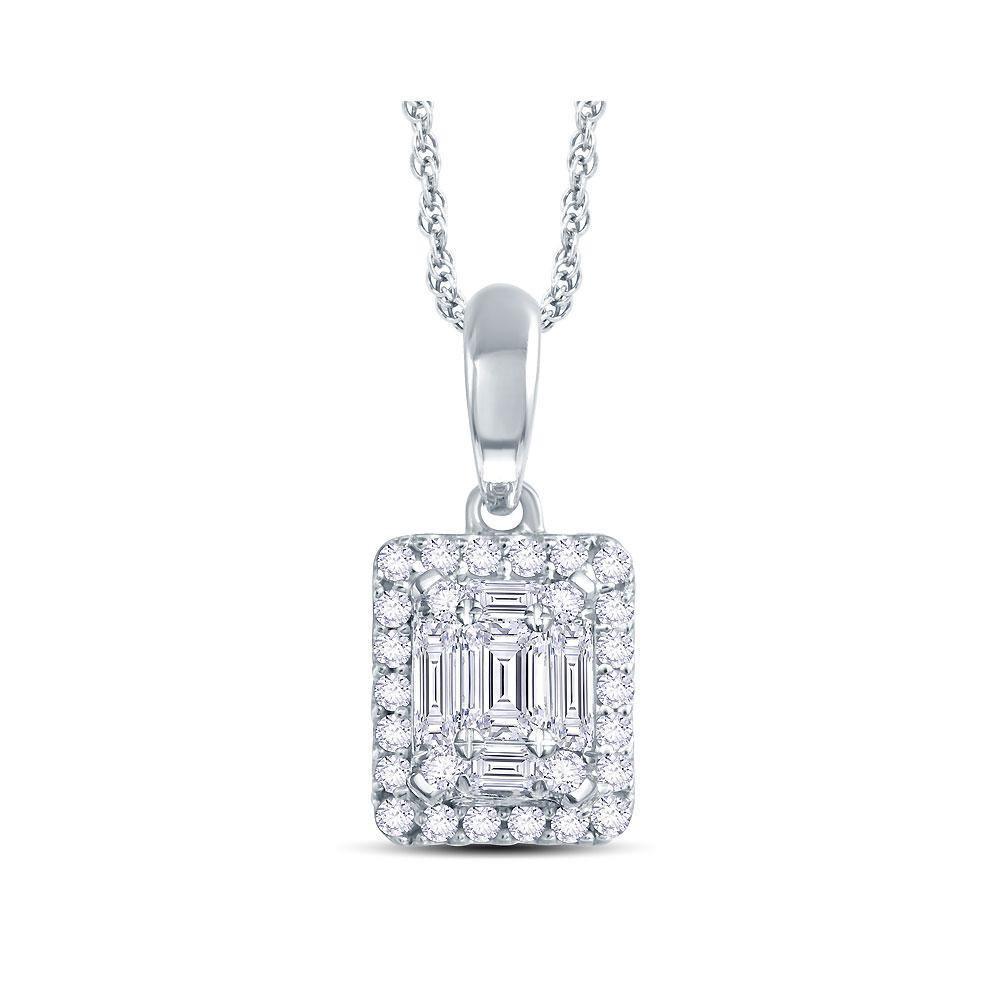 Cluster Necklace White Gold 0.25ct