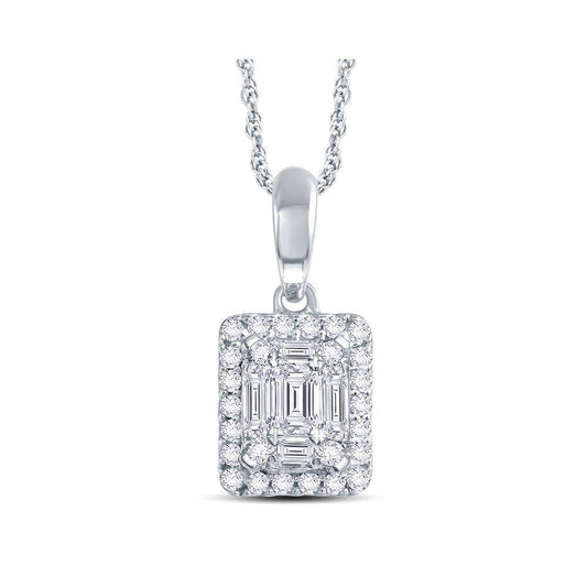 Cluster Necklace White Gold 0.25ct
