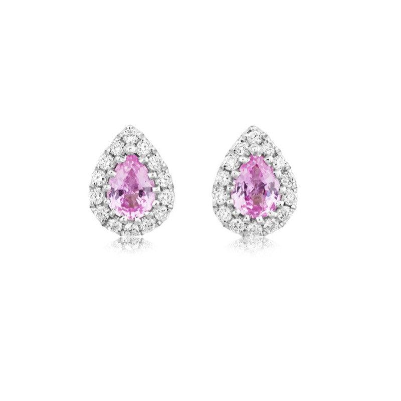 Pink Sapphire and Diamond Stud Earrings