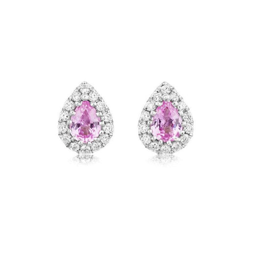 Pink Sapphire and Diamond Stud Earrings