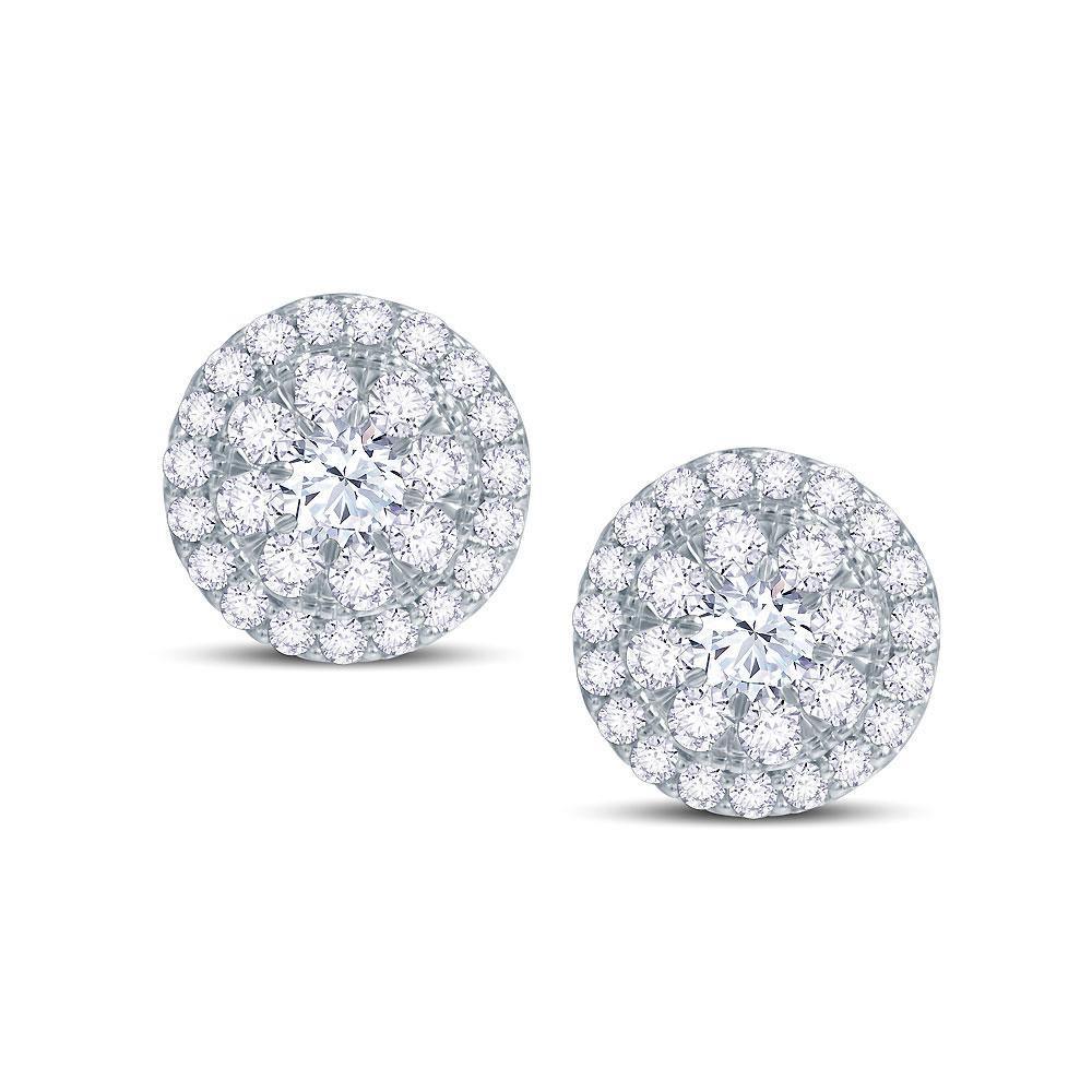 Round Cluster Stud Earrings 0.90ct