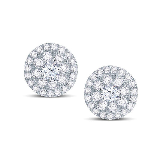 Round Cluster Stud Earrings 0.90ct