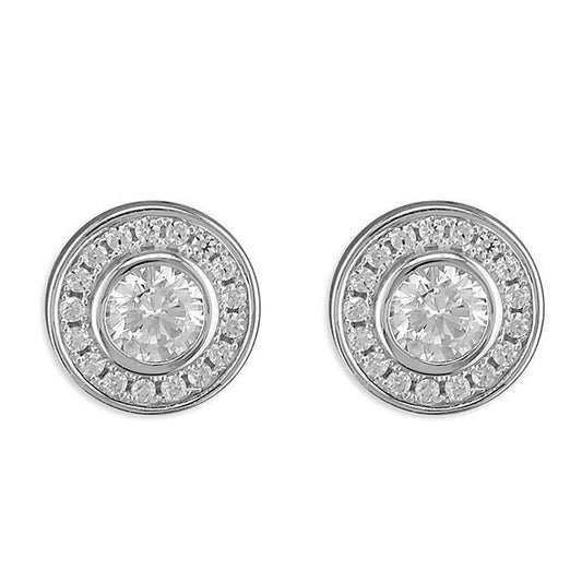 Silver Round CZ Studs