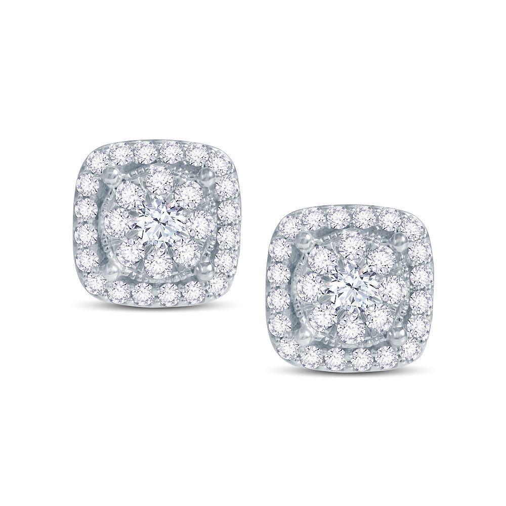 Square Cluster Stud Earrings 0.90ct