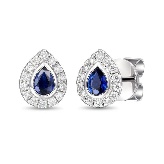 White Gold Sapphire and Diamond Earrings