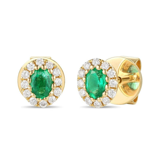 Yellow Gold Emerald and Diamond Earrings